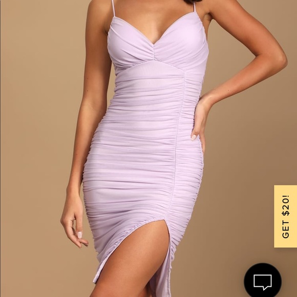 Lulus | Dresses | Nwt Lulus Got You Staring Lavender Ruched Mesh Bodycon  Mini Dress | Poshmark